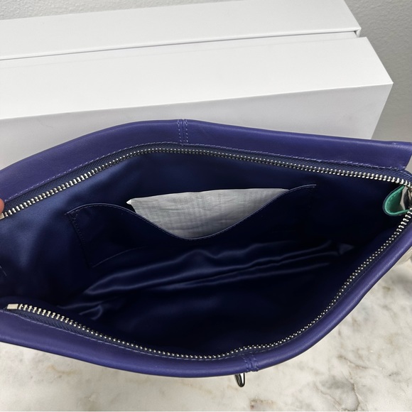 Coach Park Colorblock Leather Large Clutch Wristlet Blue Green Turnlock NWT - Picture 3 of 7